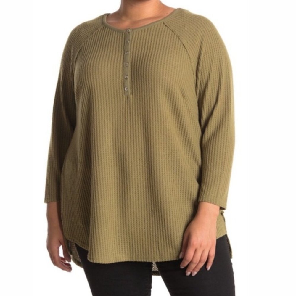 Melloday Waffle Knit Tunic Thermal Top